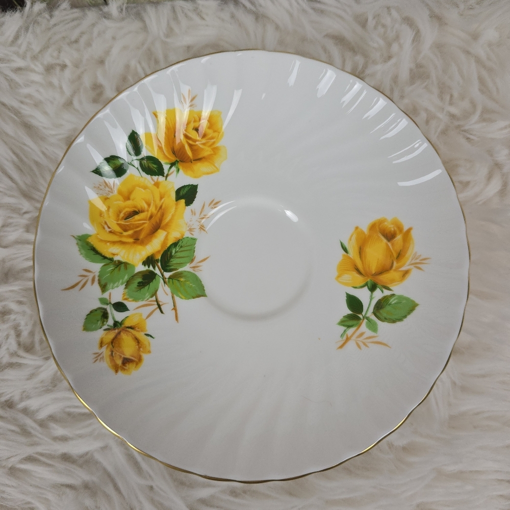 Crown Staffordshire Vintage 3 piece Cup, Saucer, and Dessert Plate - Picture 8 of 14